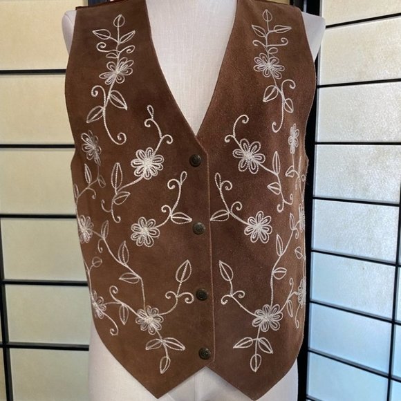 Vintage Agapo Embroidered Leather Vest - Picture 1 of 8